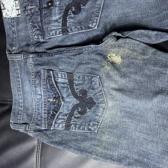 Helix Men’s Relaxed Bootcut Jeans 36x34 Blue Western Rodeo Denim Embroidered - Picture 7 of 13